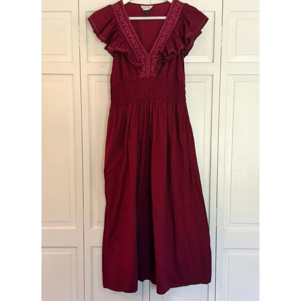 Universal Thread pink smocked ruffled midi dress size M - Picture 3 of 12